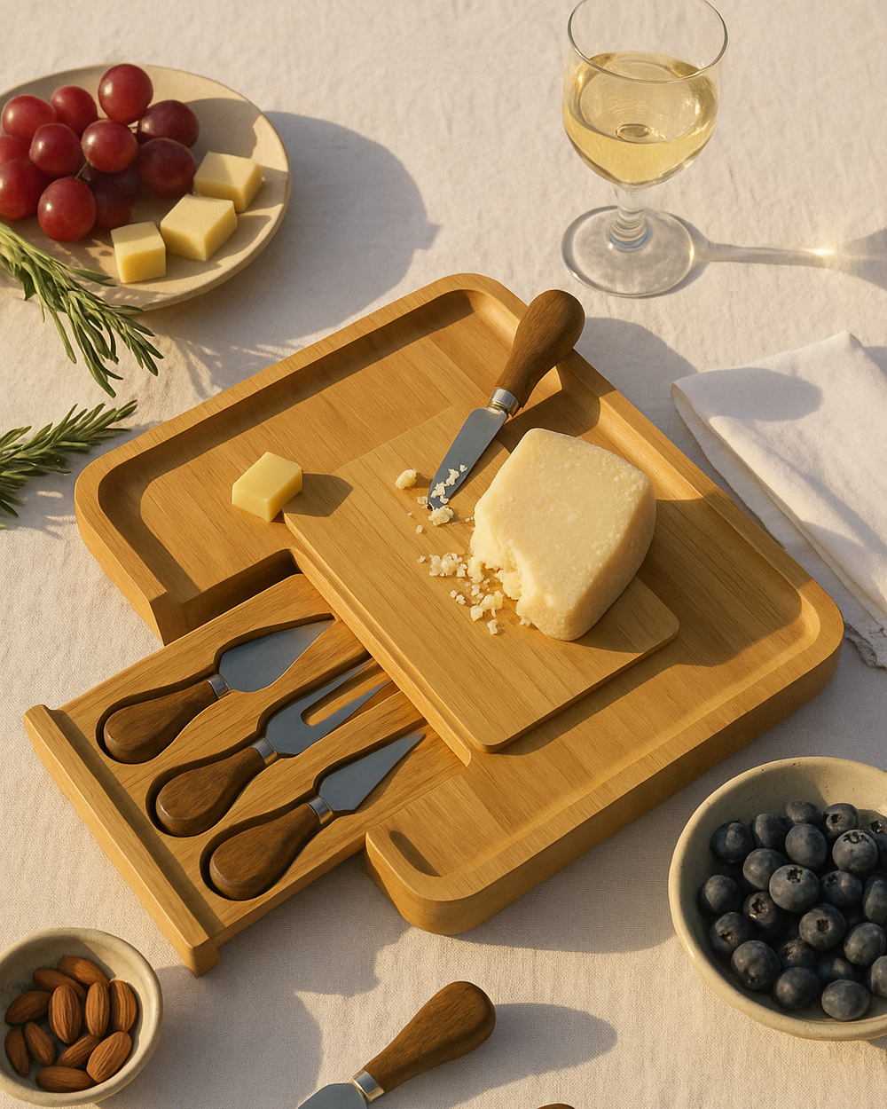 Cheese Knife Set – Wood Handle, Book Box