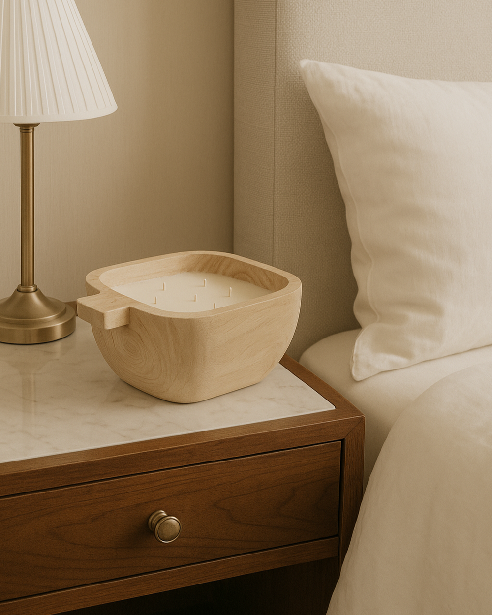 Paulownia Wood Bowl Candle – Large with Palo Santo Scent