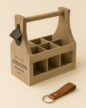 Wooden Beer Bottle Caddy – Custom with Opener