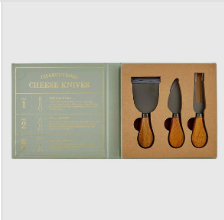 Cheese Knife Set – Wood Handle, Book Box
