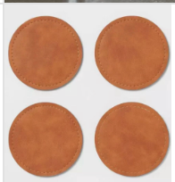 Faux Leather Coasters – 4 Pack, Brown